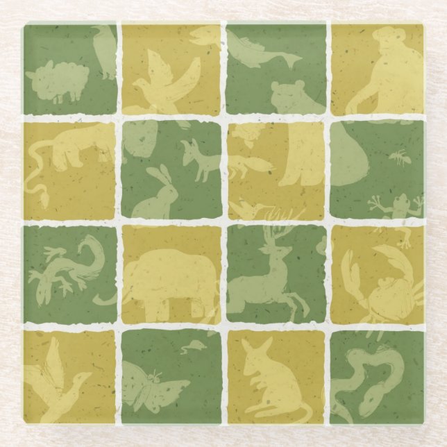 themenorientiertes Muster des Zoos Glasuntersetzer (Vorderseite)