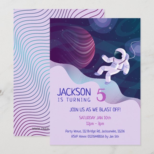 Themenpartei für Weltraumforscher Einladung (Vorne/Hinten)