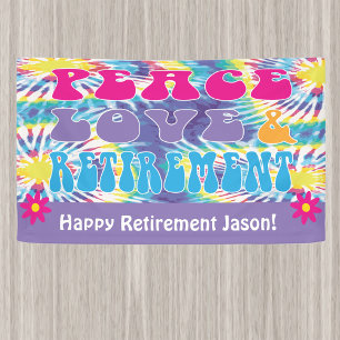 Themenpartei "Peace Liebe & Retirement Gefärbte K Banner