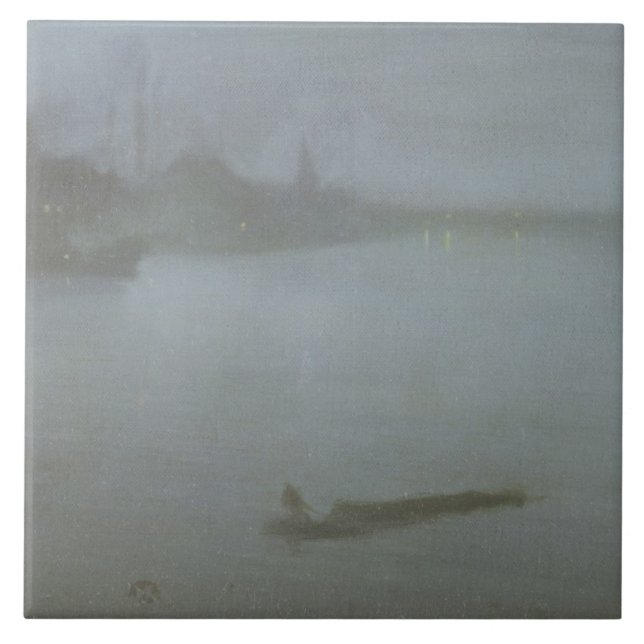 Themse - Notturno im Blau und im Silber, c.1872/8 Fliese (Vorderseite)
