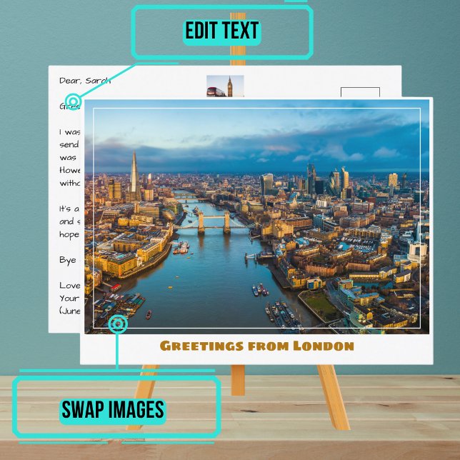 Themse und Skyline View of London England Postkarte (Share your experiences with these stylish template postcards.)