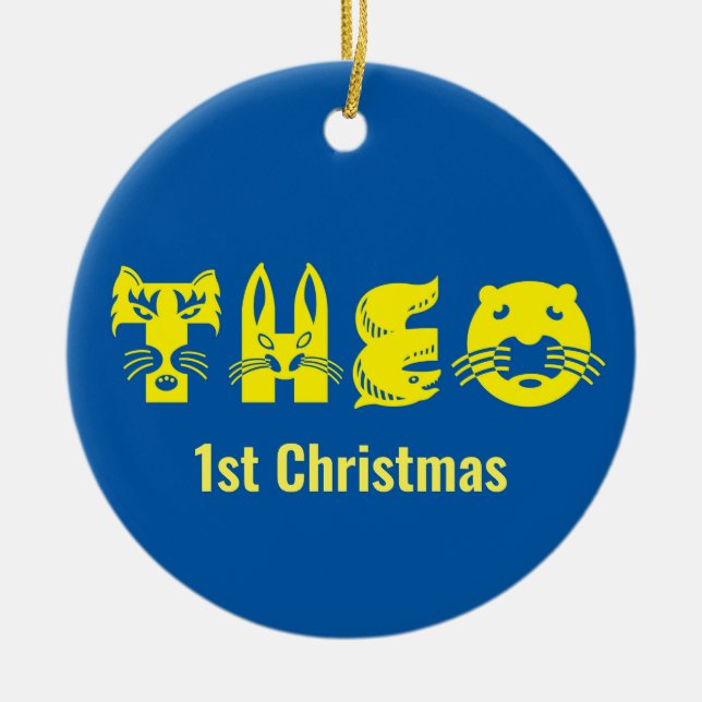 Theo First Christmas Keramik Ornament (Vorne)