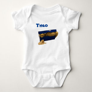 Theo Name Mit Katze In Einer Schachtel, Baby-Body Baby Strampler