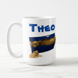 Theo Nom Avec Chat Dans Une Boîte, Mug De Café