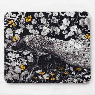 Theo Van Hoytema Retro Peacock Clip Art Black und Mousepad
