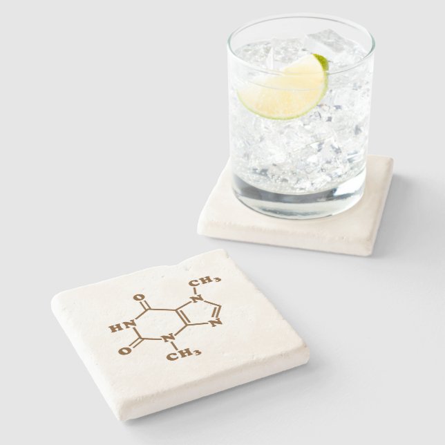 Theobrominmolekulare chemische Formel Steinuntersetzer (Seitenansicht)