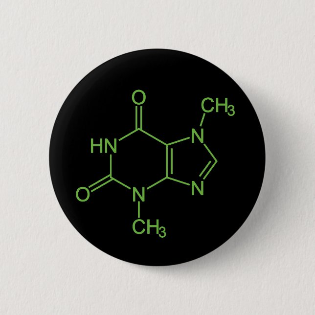 Theobrominschokolade Molekül Chemisches Diagramm Button (Vorderseite)
