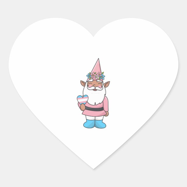 Theodore das Transgender-Gnome Herz-Aufkleber (Vorderseite)