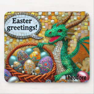THEODORE ~ DRAGON'S EASTER GREETINGS Eggs ~ Mousepad