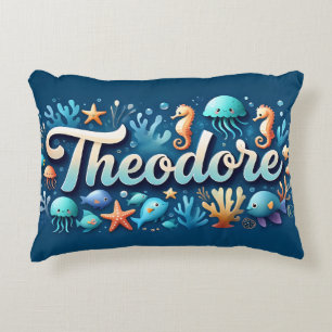 Theodore Name Ocean Thema Dekorative Meeresleben Dekokissen