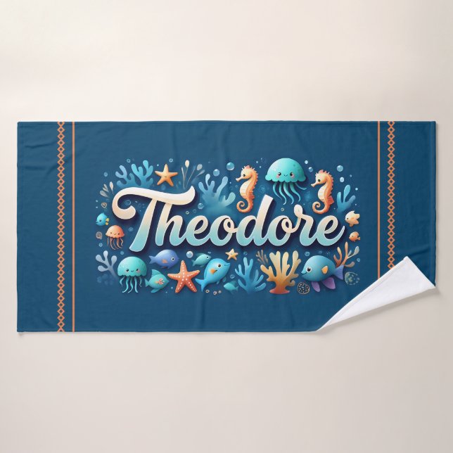 Theodore Personalisiert Ocean Jellyfish Unterwasse Badehandtuch (Badehandtuch)