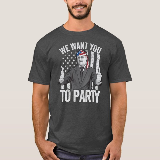 Theodore Roosevelt 4. Juli Men American USA T-Shirt (Vorderseite)