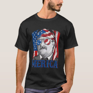 Theodore Roosevelt 4. Juli Men Usa Flag Meric T-Shirt