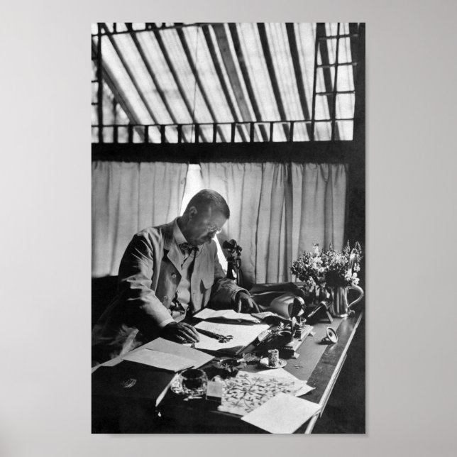 Theodore Roosevelt arbeitet am Schreibtisch - Saga Poster (Vorne)