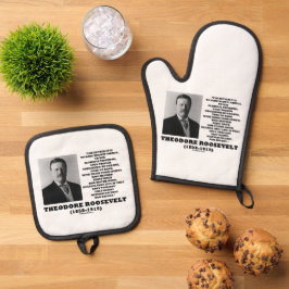Theodore Roosevelt Dare Mighty Things Advice Zitat Ofenhandschuh & Topflappen-Set