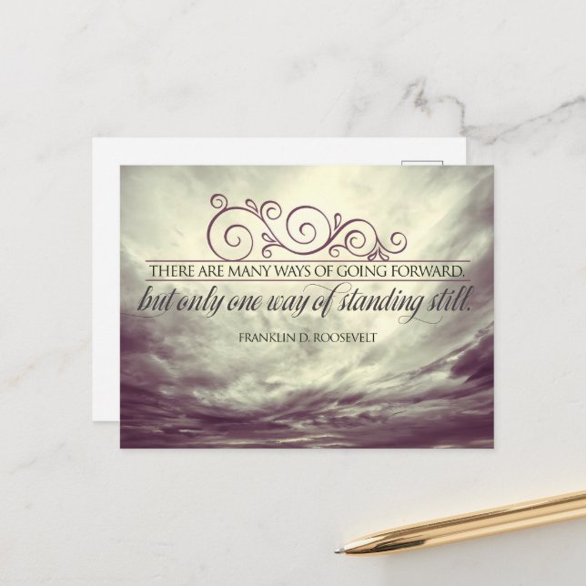 Theodore Roosevelt Inspiration Zitat "Stehend" Postkarte (Vorderseite/Rückseite Beispiel)