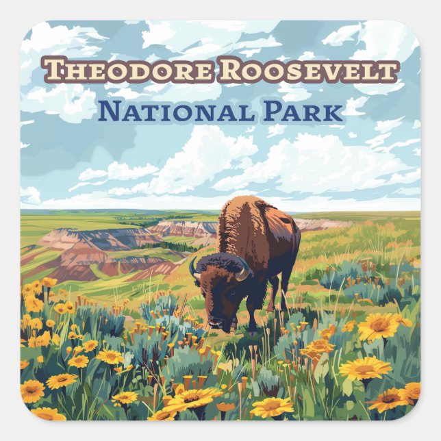 Theodore Roosevelt National Park North Dakota Quadratischer Aufkleber (Vorderseite)