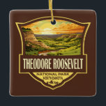 Theodore Roosevelt Nationalpark California Keramikornament<br><div class="desc">Theodore Roosevelt Vektorgrafik Design. Der Park ist ein amerikanischer Nationalpark,  der drei geographisch getrennte Gebiete von Badlands im Western Nord-Dakota umfasst.</div>