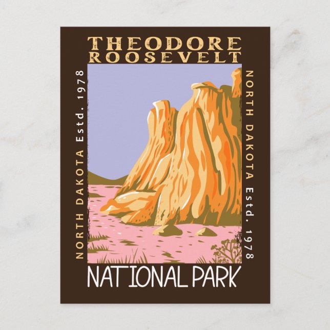 Theodore Roosevelt Nationalpark Retro erschüttert Postkarte (Vorderseite)
