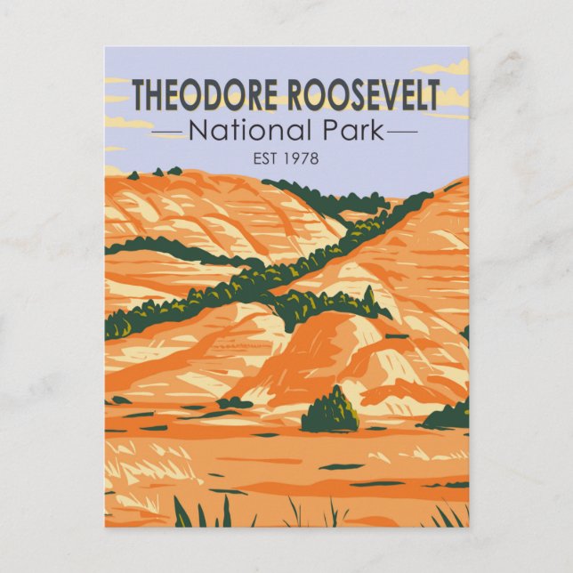 Theodore Roosevelt Nationalpark Vintag Postkarte (Vorderseite)