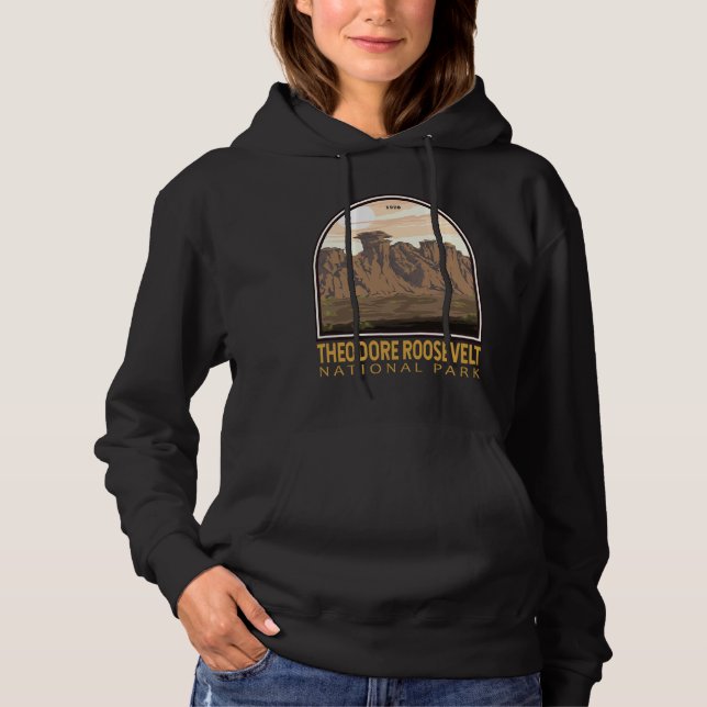 Theodore Roosevelt Nationalpark Vintages Emblem Hoodie (Vorderseite)
