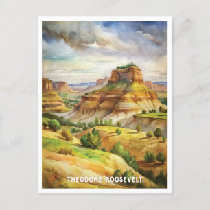 Theodore Roosevelt Nationalpark Watercolor Postkarte