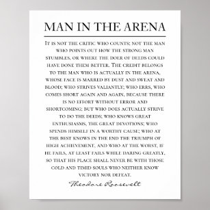Theodore Roosevelt Zitat vom Mann in der Arena Poster