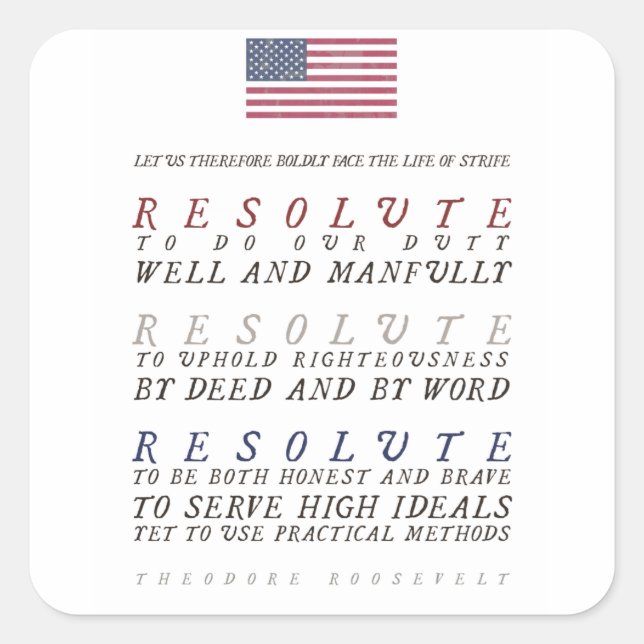 Theodore Roosevelts stürmisches Leben Quadratischer Aufkleber (Vorderseite)