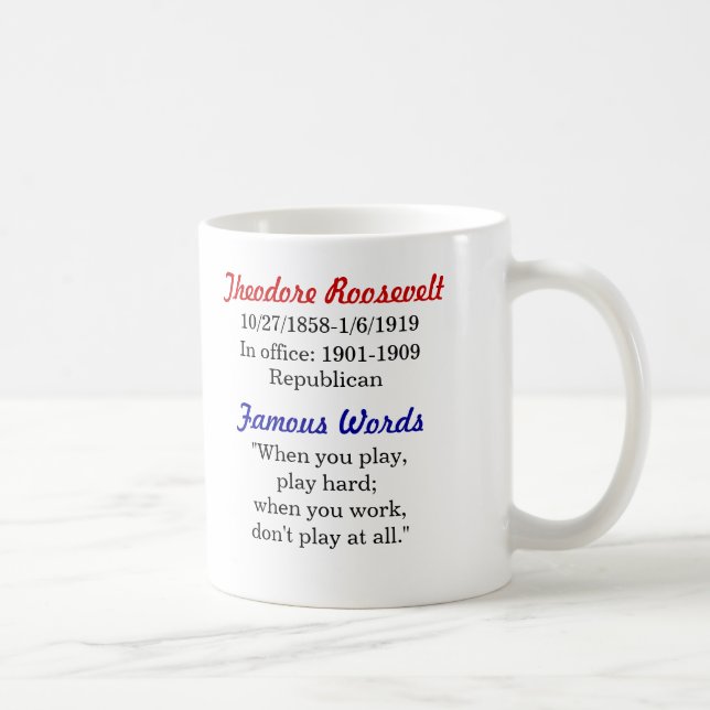 Theodore- Rooseveltzitat-Tasse Kaffeetasse (Rechts)