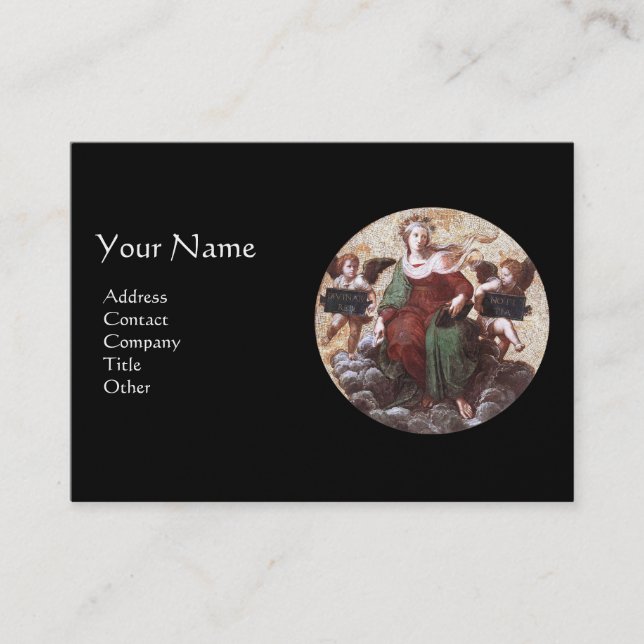 THEOLOGIE-Monogramm, Schwarzes Perlpapier Visitenkarte (Vorderseite)