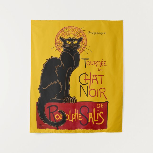 Theophile Steinlen - Le Chat Noir Vintag Wandteppich (Vorderseite)