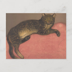 Théophile Steinlen   Winter: Katze auf Kissen Postkarte
