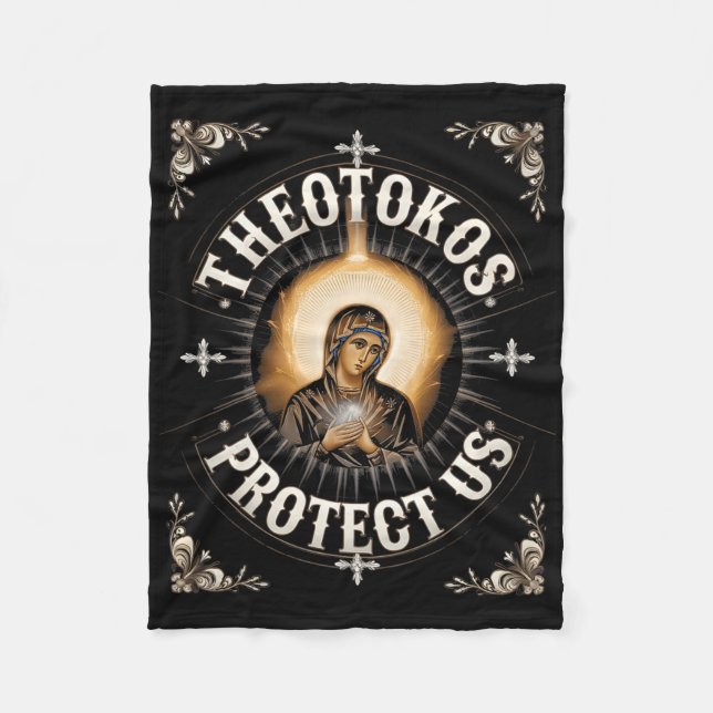 Theotokos beschützen uns orthodoxe Christliche Hei Fleecedecke (Vorderseite)
