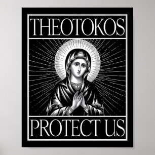 Theotokos beschützen uns orthodoxe Christliche Hei Poster