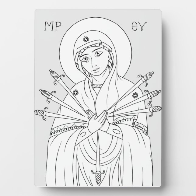 Theotokos der sieben Schwerter, Kunstlinie Fotoplatte (Vorderseite)