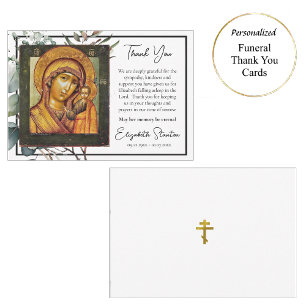 Theotokos Jesus Christus Kind Ikone Beerdigung Dankeskarte