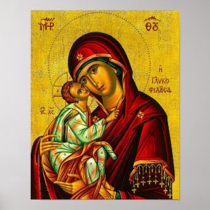 Theotokos Jungfrau Maria und Christus-Kind-Ikonend Poster