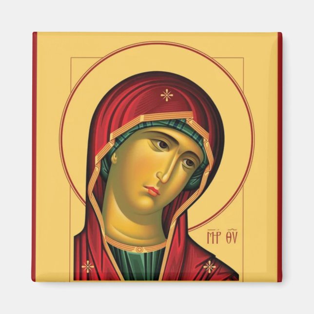 Theotokos (Jungfrau Mary) Orthodoxe Christliches S Magnet (Vorne)
