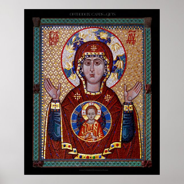 Theotokos "of the Sign" mosaic Icon Poster (Vorne)