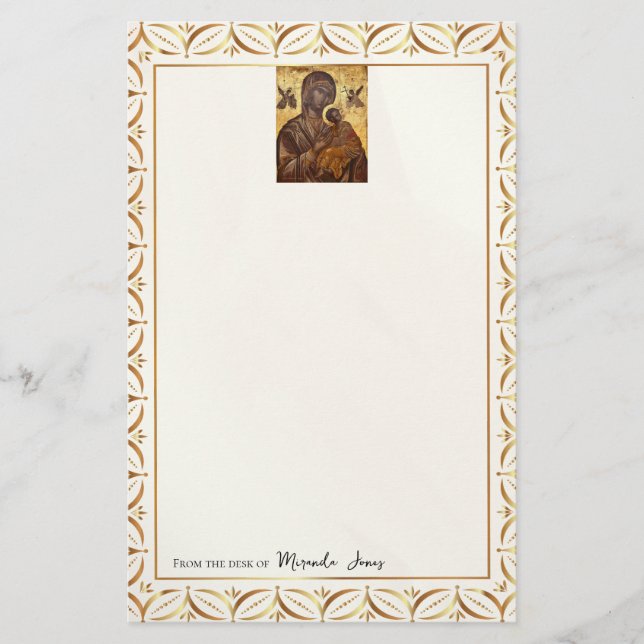 Theotokos und Christ Child Orthodox Christlich Briefpapier (Vorderseite)
