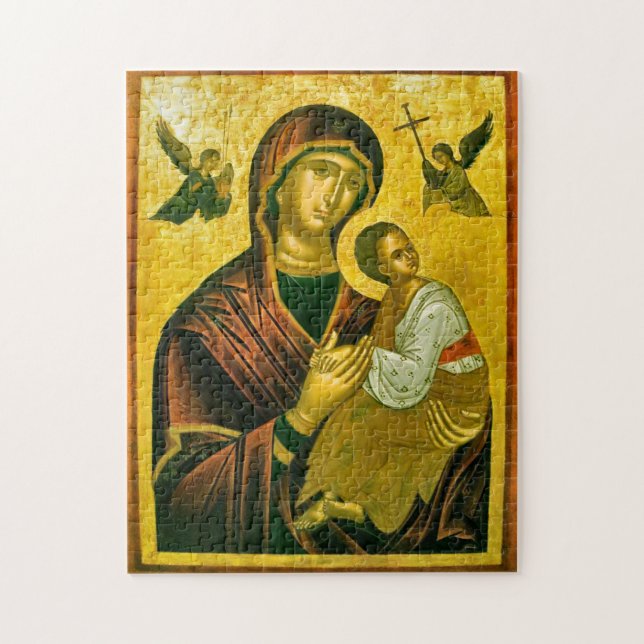 Theotokos und Christliches Kind mit Engelsymbol (Vertikal)