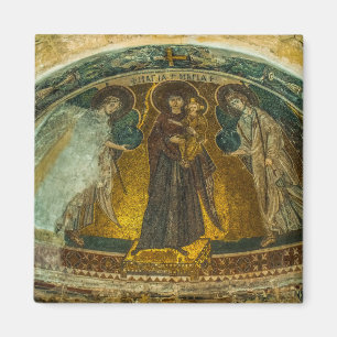 Theotokos und Christliches Kind mit Engelsymbol Magnet