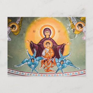 Theotokos und Christliches Kind mit Tscherubims Postkarte