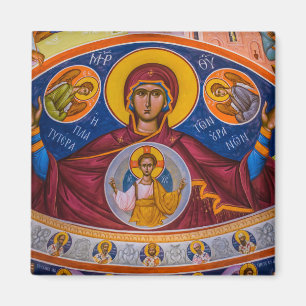 Theotokos und das Christuskind mit Engelsymbol Magnet