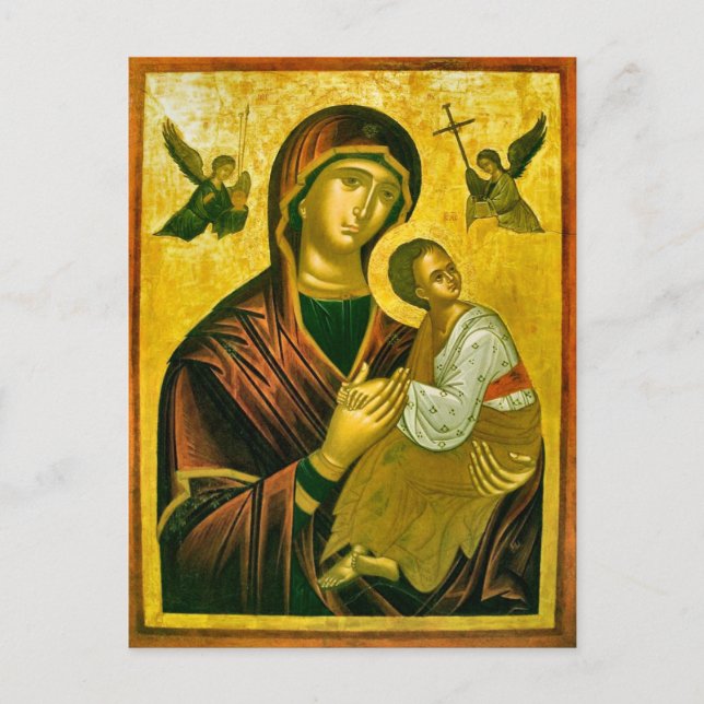 Theotokos und das Christuskind mit Engelsymbol Postkarte (Vorderseite)