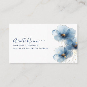 Therapeut Berater Serene Indigo Wasserfarbe Visitenkarte