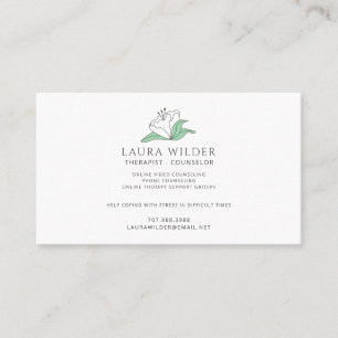 Therapeut Berater Serene White Flower Visitenkarte