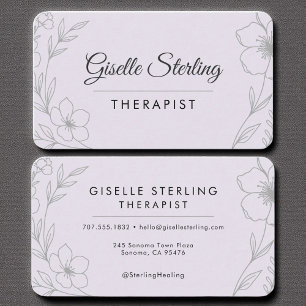 Therapeut für Heiltherapie Floral Lilac Lila Visitenkarte