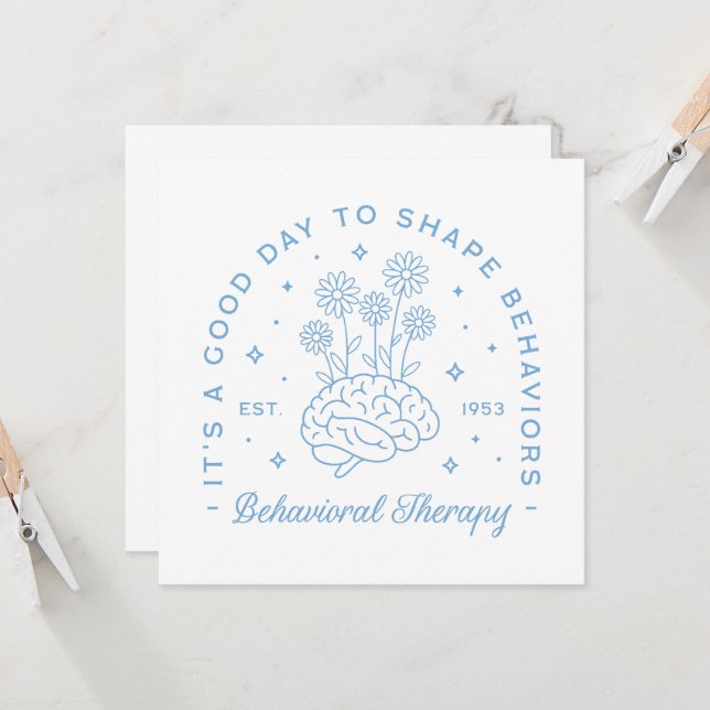 Therapeut für Verhaltenstherapie mit Blumenblauer  (Vorderseite/Rückseite Beispiel)