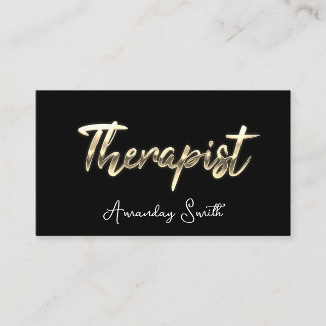 Therapeut Goldenes ScriptQR-Logo Schwarz-weiß Visitenkarte (Vorderseite)